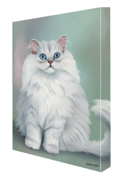 White And Grey Persian Cat Painting Printed on Canvas Wall Art Signed