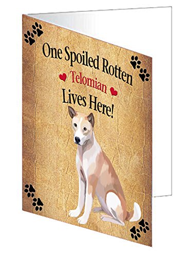 Spoiled Rotten Telomian Puppy Dog Handmade Artwork Assorted Pets Greeting Cards and Note Cards with Envelopes for All Occasions and Holiday Seasons