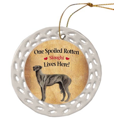 Sloughi Dog Christmas Doily Ceramic Ornament