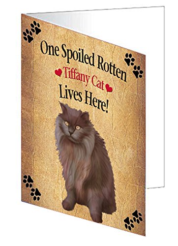 Spoiled Rotten Tiffany Cat Handmade Artwork Assorted Pets Greeting Cards and Note Cards with Envelopes for All Occasions and Holiday Seasons