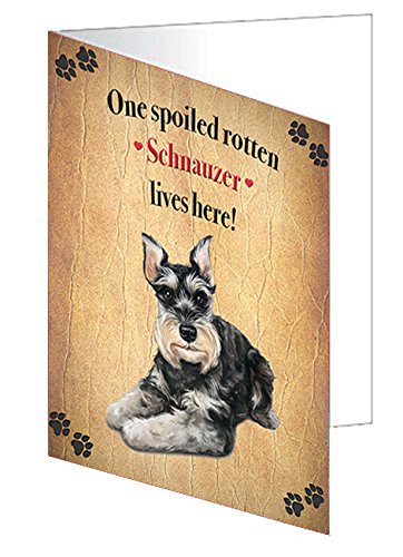 Schnauzer Spoiled Rotten Dog Handmade Artwork Assorted Pets Greeting Cards and Note Cards with Envelopes for All Occasions and Holiday Seasons