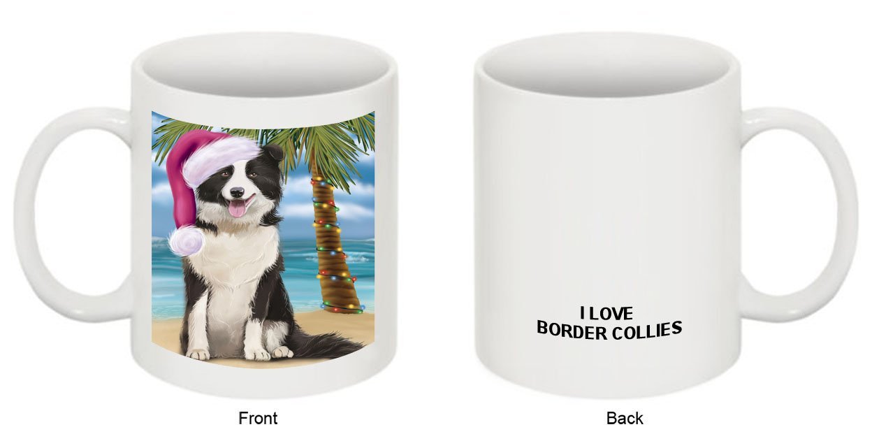 Summertime Border Collie Dog on Beach Christmas Mug CMG0551
