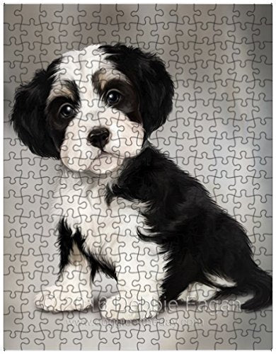 Tricolor Havanese Dog Art Portrait Print 300 Pc. Puzzle with Photo Tin
