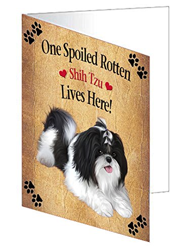 Spoiled Rotten Shih Tzu Dog Handmade Artwork Assorted Pets Greeting Cards and Note Cards with Envelopes for All Occasions and Holiday Seasons
