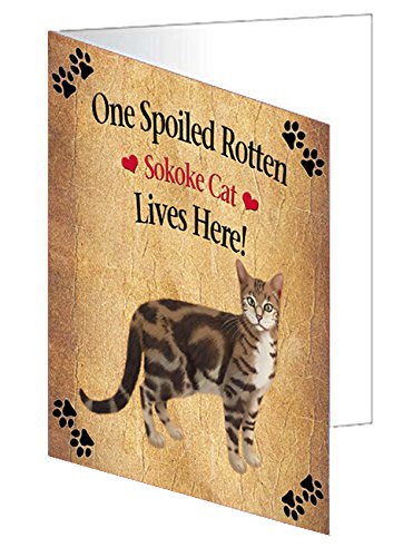 Spoiled Rotten Sokoke Cat Handmade Artwork Assorted Pets Greeting Cards and Note Cards with Envelopes for All Occasions and Holiday Seasons