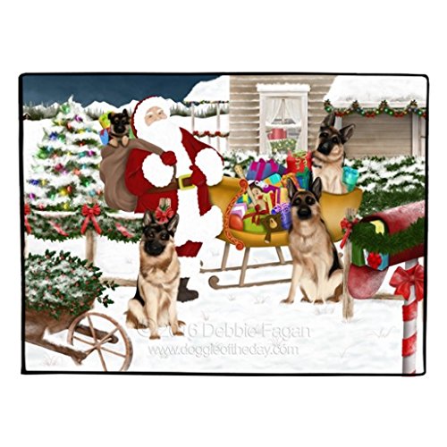 Santa With German Shepherd Dogs and Gifts Floormat 18 x 24