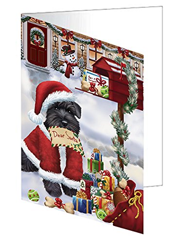 Schnauzers Dear Santa Letter Christmas Holiday Mailbox Dog Handmade Artwork Assorted Pets Greeting Cards and Note Cards with Envelopes for All Occasions and Holiday Seasons