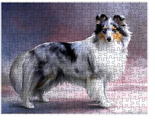 Shetland Sheepdog Blue Merle Dog Puzzle with Photo Tin