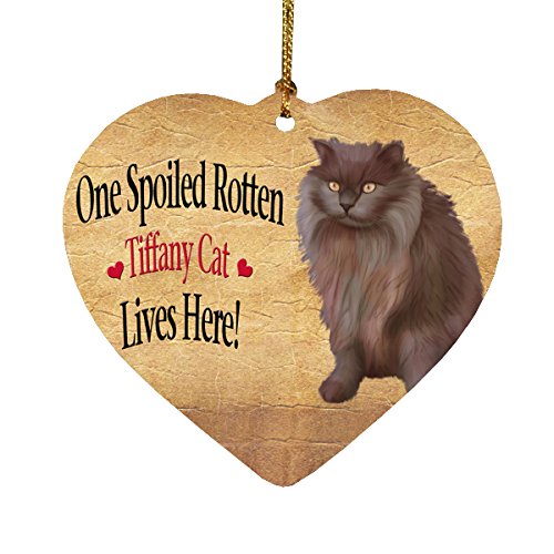Spoiled Rotten Tiffany Cat Heart Christmas Ornament
