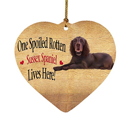 Spoiled Rotten Sussex Spaniel Dog Heart Christmas Ornament