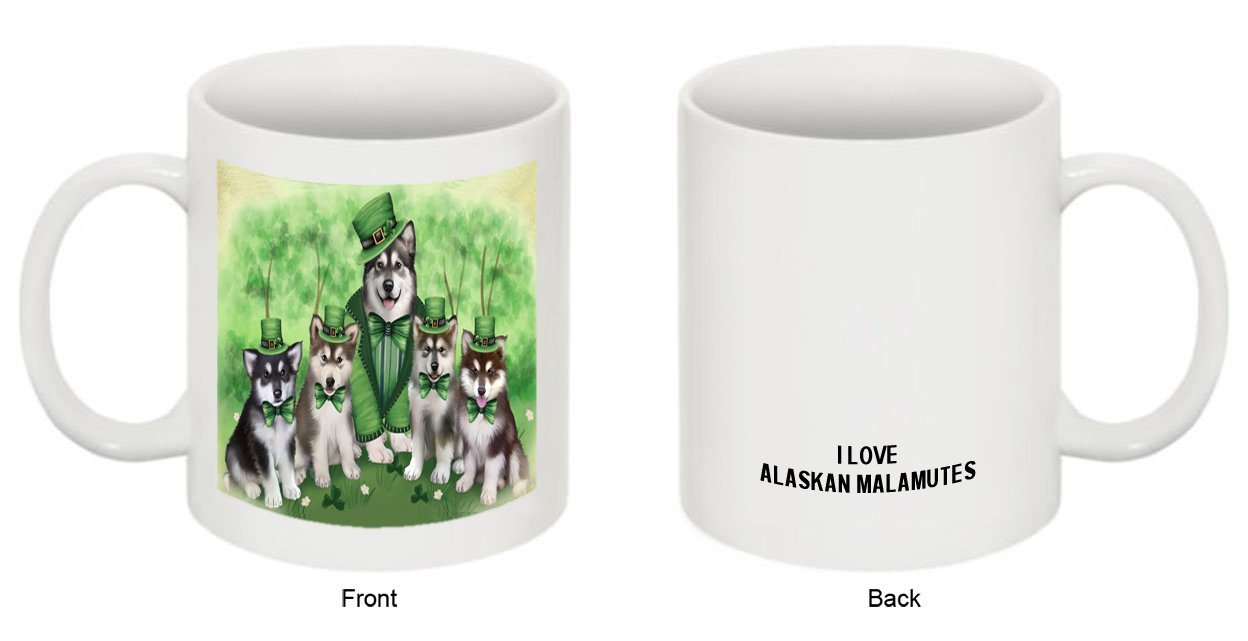 St. Patricks Day Irish Family Portrait Alaskan Malamute Dogs Mug MUG48399