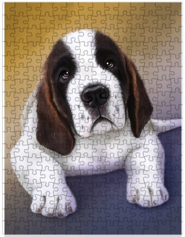 Saint Bernard Dog Puzzle with Photo Tin