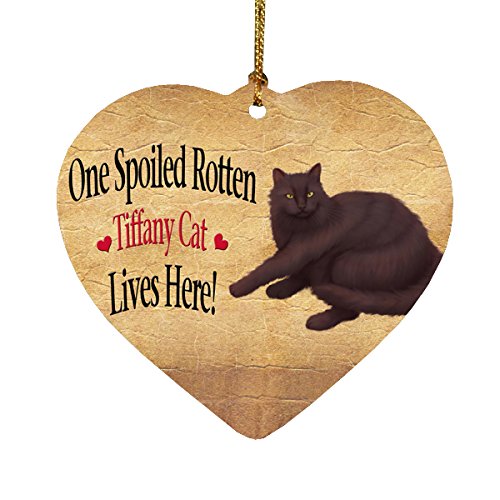 Spoiled Rotten Tiffany Cat Heart Christmas Ornament