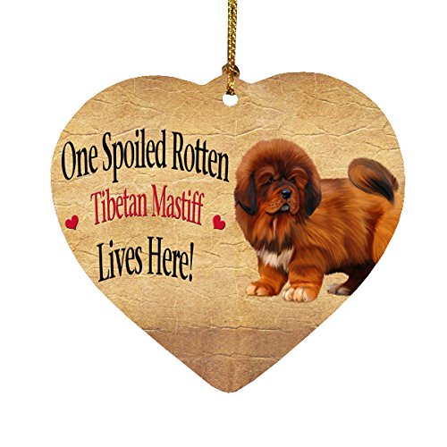 Spoiled Rotten Tibetan Mastiff Dog Heart Christmas Ornament