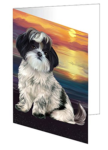 Shih Tzu Dog Handmade Artwork Assorted Pets Greeting Cards and Note Cards with Envelopes for All Occasions and Holiday Seasons D516