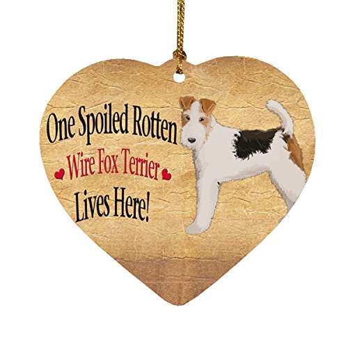 Spoiled Rotten Wire Fox Terrier Dog Heart Christmas Ornament