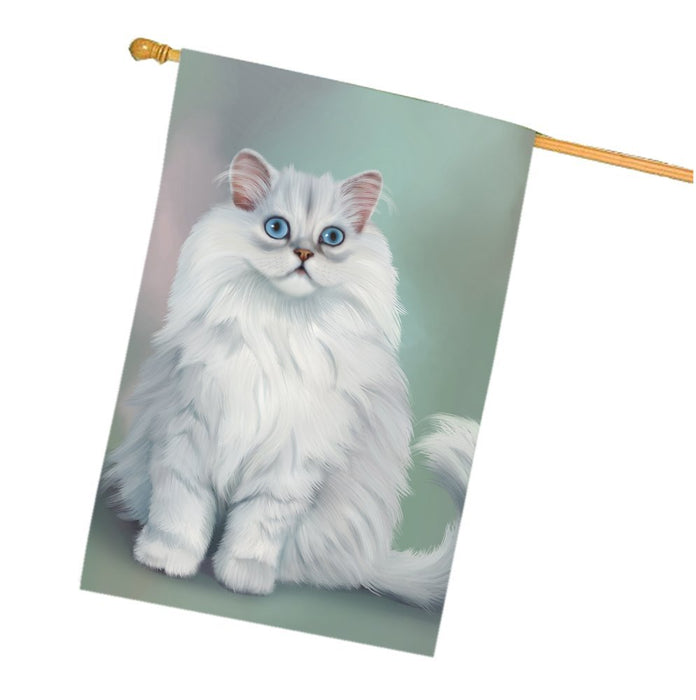 White And Grey Persian Cat House Flag