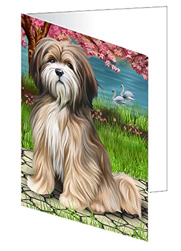 Tibetan Terrier Dog Handmade Artwork Assorted Pets Greeting Cards and Note Cards with Envelopes for All Occasions and Holiday Seasons GCD49778