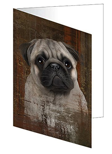 Rustic Pug Dog Handmade Artwork Assorted Pets Greeting Cards and Note Cards with Envelopes for All Occasions and Holiday Seasons GCD49271