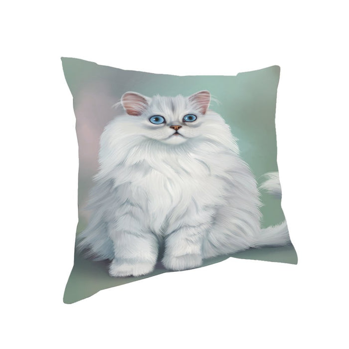 White And Grey Persian Cat Throw Pillow