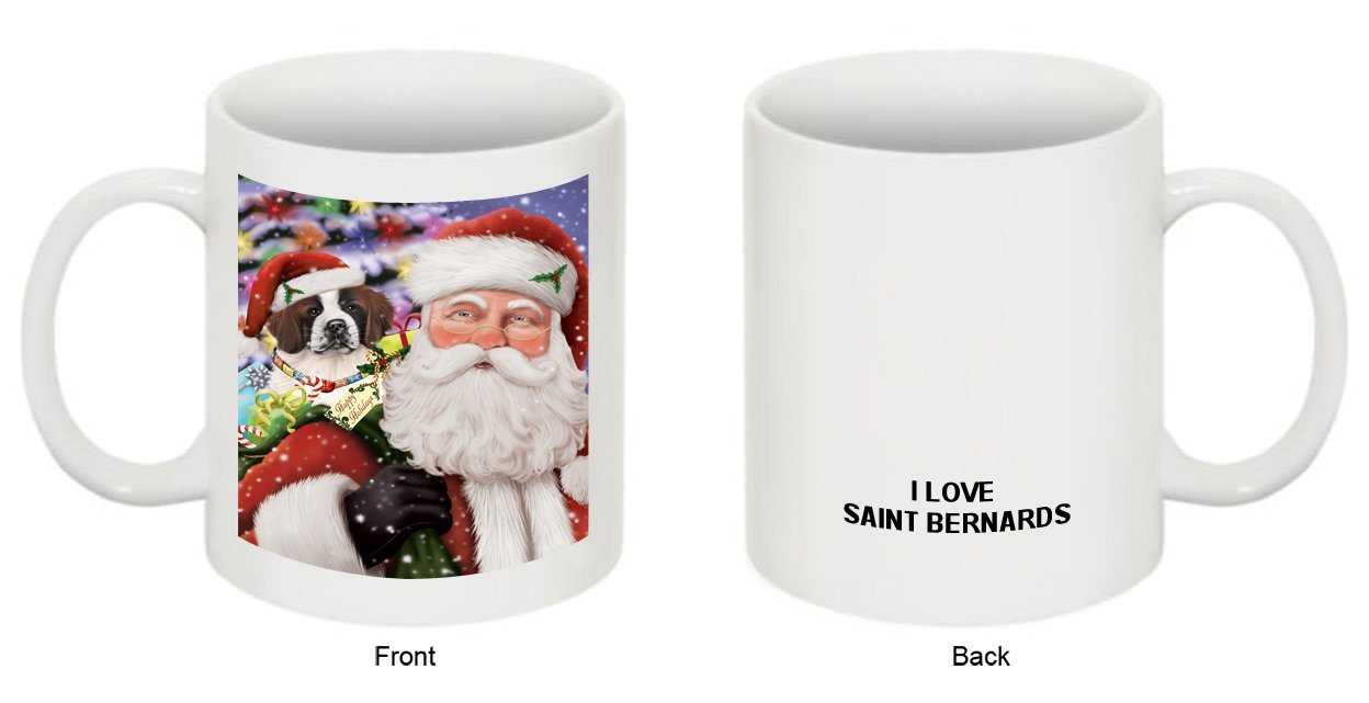 Santa Carrying Saint Bernard Dog Presents Christmas Mug CMG0120