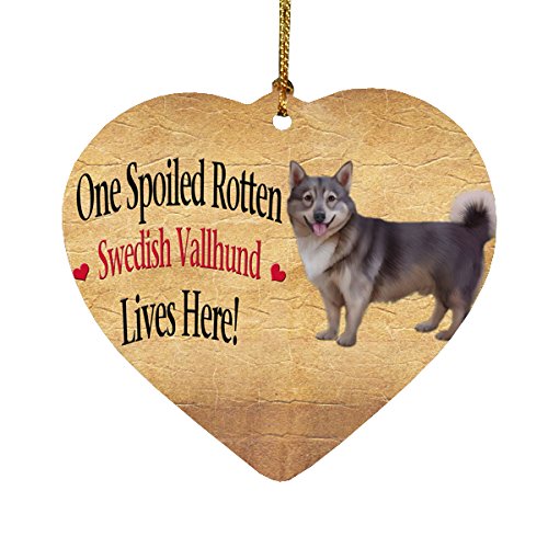 Spoiled Rotten Swedish Vallhund Dog Heart Christmas Ornament