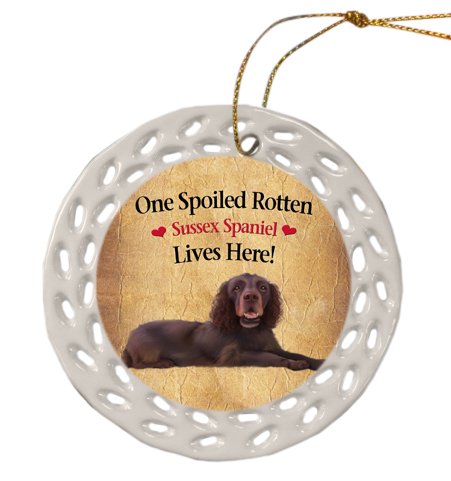Sussex Spaniel Dog Christmas Doily Ceramic Ornament