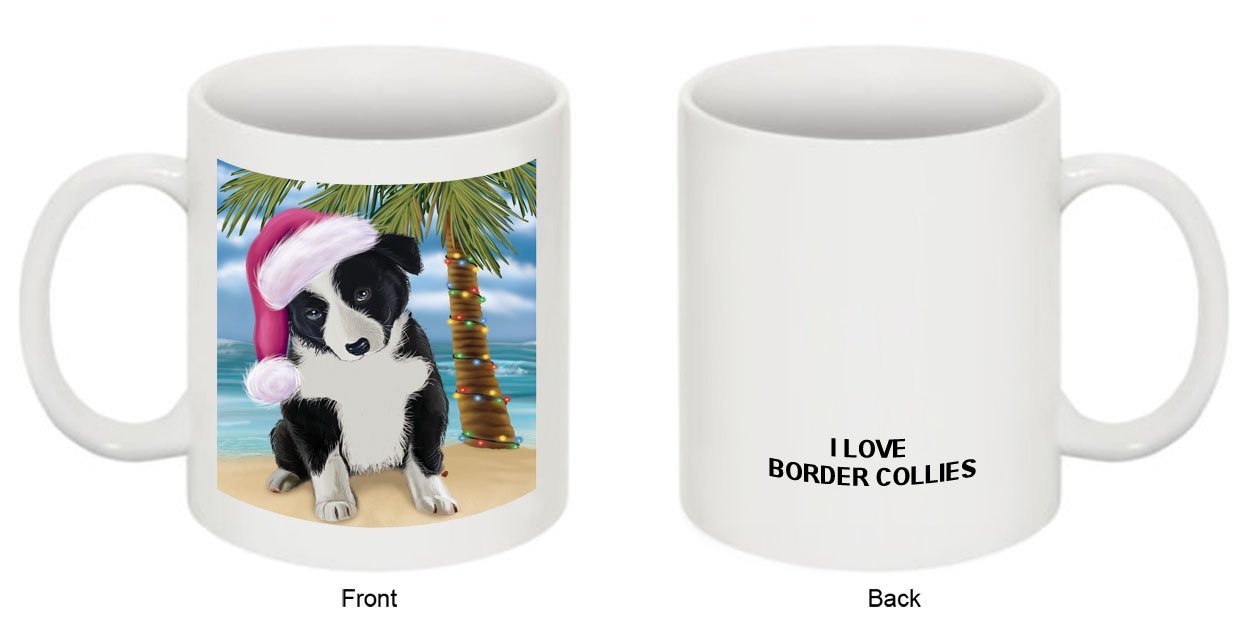 Summertime Border Collie Dog on Beach Christmas Mug CMG0554