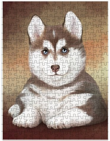 Siberian Husky Dog Puzzle with Photo Tin