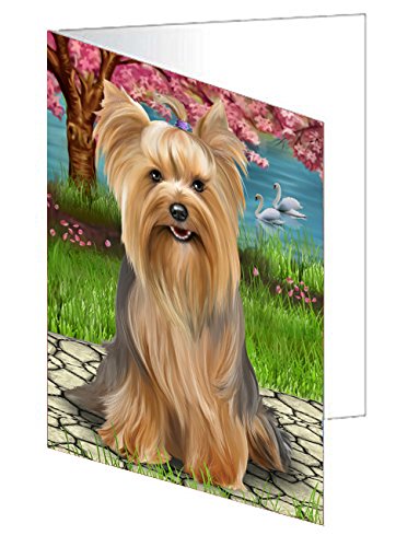 Yorkshire Dog Handmade Artwork Assorted Pets Greeting Cards and Note Cards with Envelopes for All Occasions and Holiday Seasons D350