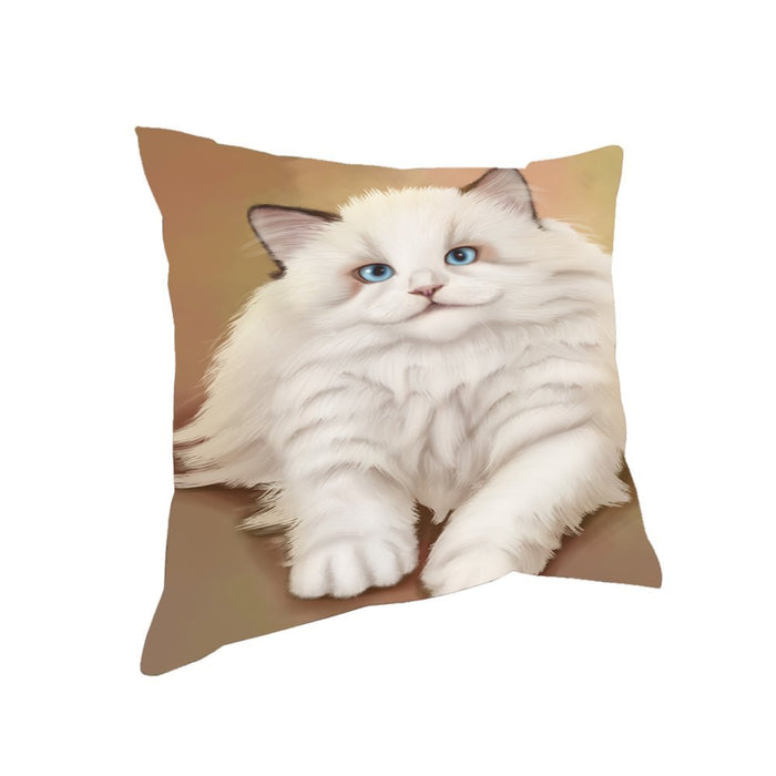 White Ragdoll Cat Throw Pillow