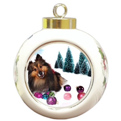 Sheltie Dog Christmas Holiday Ornament