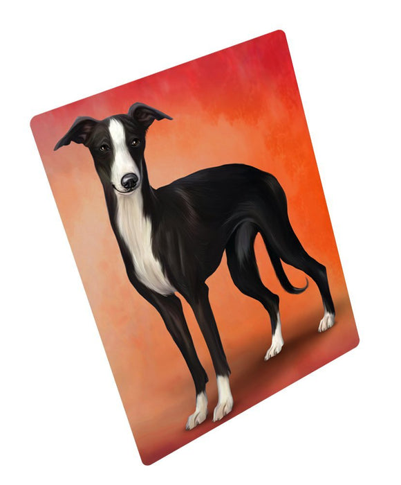 Whippet Black And White Dog Tempered Cutting Board