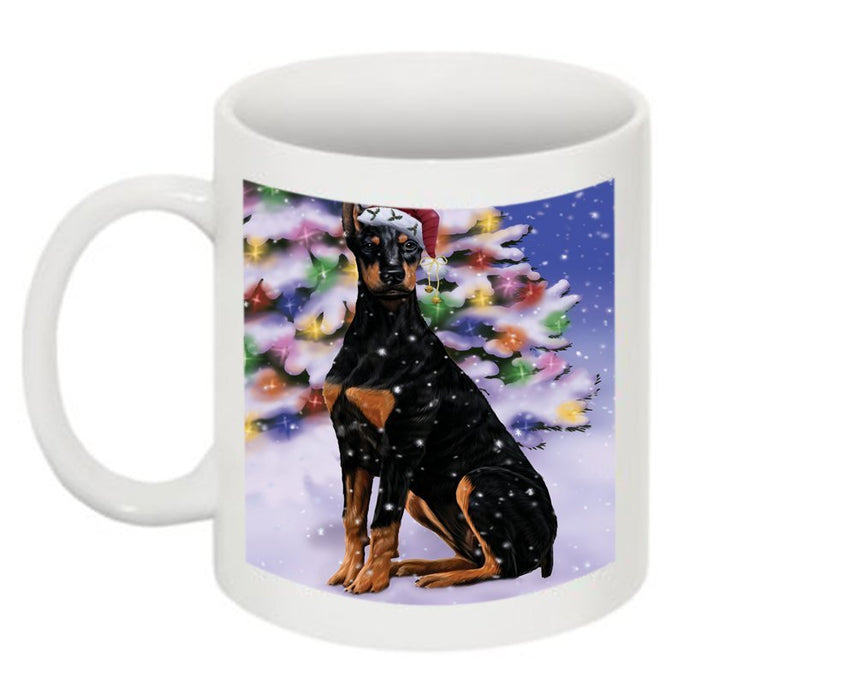Winter Wonderland Dobermann Dog Christmas Mug CMG0590