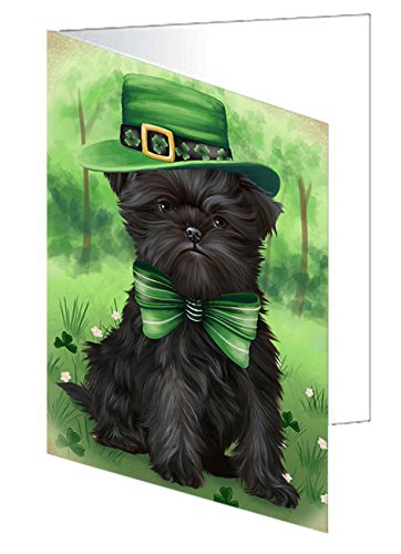 St. Patricks Day Irish Portrait Affenpinscher Dog Handmade Artwork Assorted Pets Greeting Cards and Note Cards with Envelopes for All Occasions and Holiday Seasons GCD49511