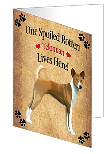 Spoiled Rotten Telomian Puppy Dog Handmade Artwork Assorted Pets Greeting Cards and Note Cards with Envelopes for All Occasions and Holiday Seasons