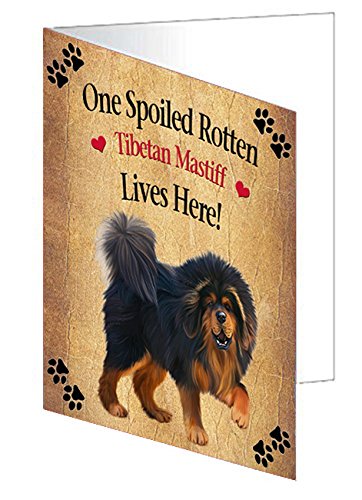 Spoiled Rotten Tibetan Mastiff Dog Handmade Artwork Assorted Pets Greeting Cards and Note Cards with Envelopes for All Occasions and Holiday Seasons