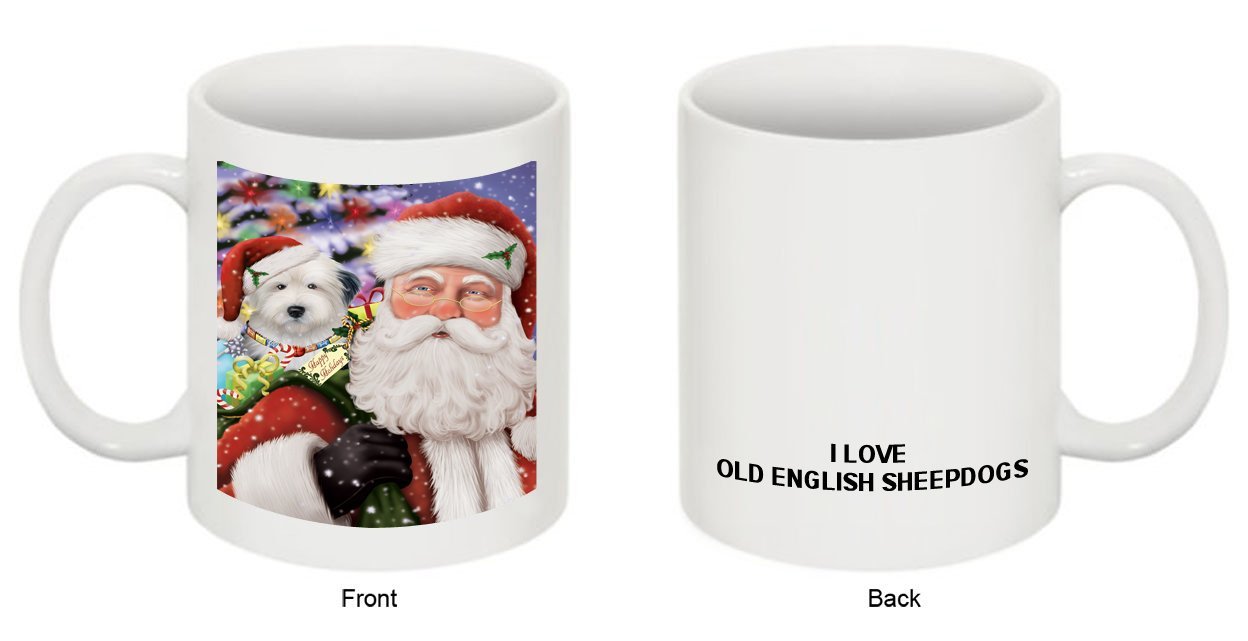 Santa Carrying Old English Sheepdog Presents Christmas Mug CMG0119