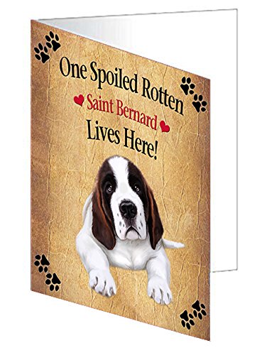 Saint Bernard Spoiled Rotten Dog Handmade Artwork Assorted Pets Greeting Cards and Note Cards with Envelopes for All Occasions and Holiday Seasons