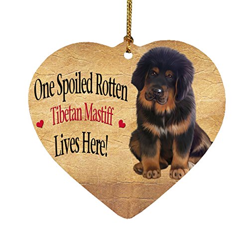 Spoiled Rotten Tibetan Mastiff Puppy Dog Heart Christmas Ornament