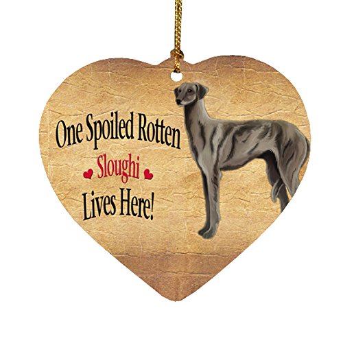 Spoiled Rotten Sloughi Dog Heart Christmas Ornament
