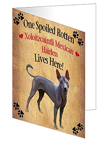Spoiled Rotten Xoloitzcuintli Mexican Hairless Dog Handmade Artwork Assorted Pets Greeting Cards and Note Cards with Envelopes for All Occasions and Holiday Seasons