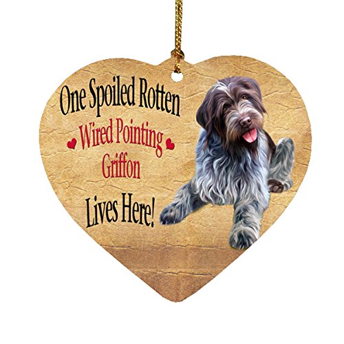 Spoiled Rotten Wirehaired Pointing Griffon Dog Heart Christmas Ornament