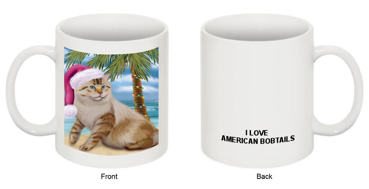 Summertime American Bobtail Cat on Beach Christmas Mug CMG0528