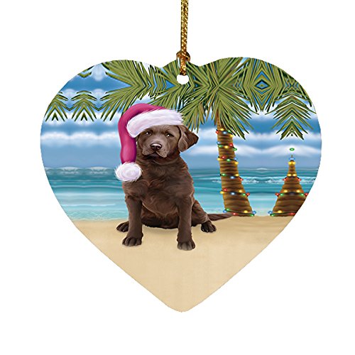 Summertime Chesapeake Bay Retriever Adult Dog on Beach Christmas Heart Ornament POR2123