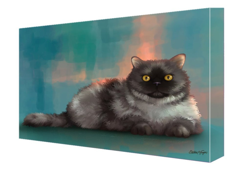 Selkirk Rex Cat Painting Printed on Canvas Wall Art Signed