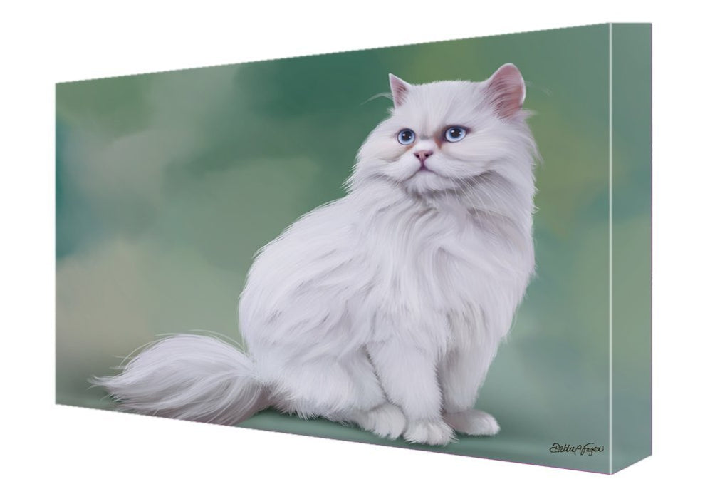 White Persian Cat Painting Printed on Canvas Wall Art Signed