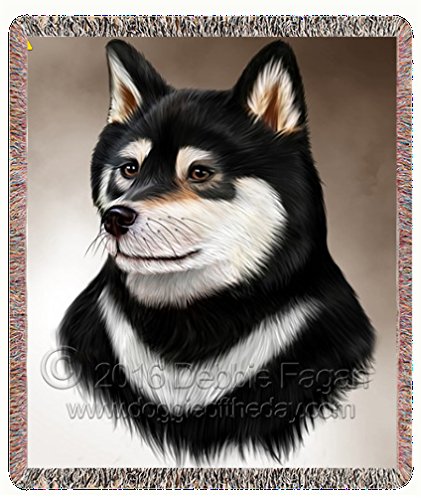 Shiba Inus Dog Art Portrait Print Woven Throw Blanket 54 X 38