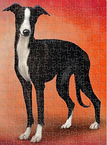Whippet Black And White Dog Puzzle with Photo Tin