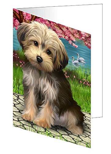 Yorkipoo Dog Handmade Artwork Assorted Pets Greeting Cards and Note Cards with Envelopes for All Occasions and Holiday Seasons GCD49820